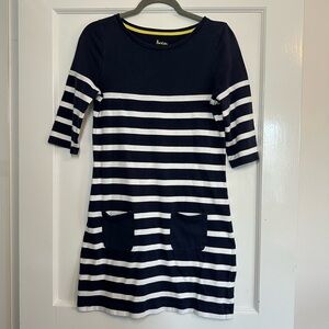 Biden Navy & White Stripes 3/4 Sleeve Cotton Dress